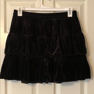 SHEIN Black Velvet Ruffle Mini Skirt